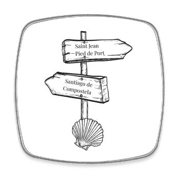 Camino Signpost Shell Illustration - Square fridge magnet - white - Front