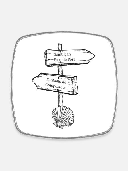Camino Signpost Shell Illustration - Square fridge magnet - white