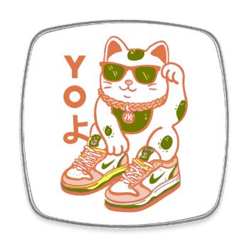 Yo Cat Streetwear Sneakers - Square fridge magnet - white - Front