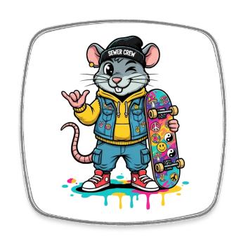 Équipe d’égouts Rat Skater - Magnet carré - blanc - Devant