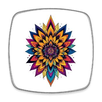 Colorful LSD Flower Mandala Color Explosion Flower Star - Square fridge magnet - white - Front