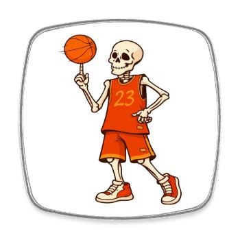 Skeleton Hoops 23 - Square fridge magnet - white - Front