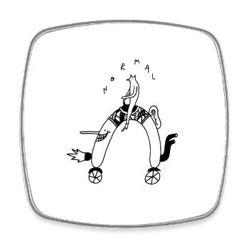 Sausage rider - Square fridge magnet - white - Front