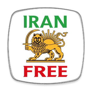 Emblème du Lion libre d’Iran - Magnet carré - blanc - Devant