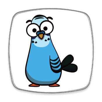 Blauer Cartoon Wellensittich Illustration - Viereckiger Kühlschrankmagnet - Weiß - Vorne