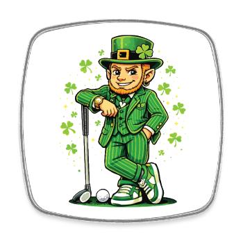Leprechaun Playing Golf St Pats - Square fridge magnet - white - Front