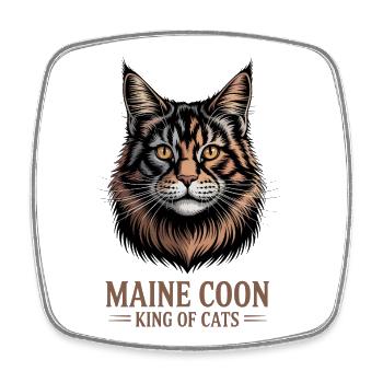 Maine Coon King of Cats - Majestic Feline Gift - Square fridge magnet - white - Front