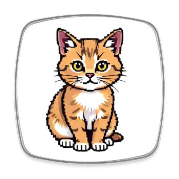 Cat Pixel Art - Square fridge magnet - white - Front