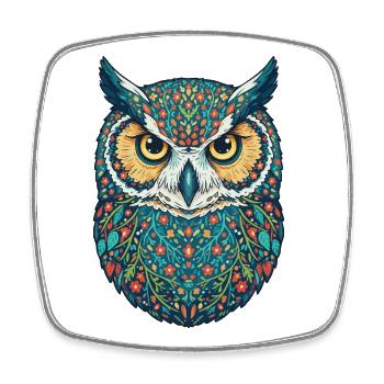 Colorful owl - Square fridge magnet - white - Front
