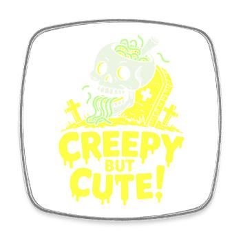 Creepy but Cute Schädel Glow - Viereckiger Kühlschrankmagnet - Weiß - Vorne