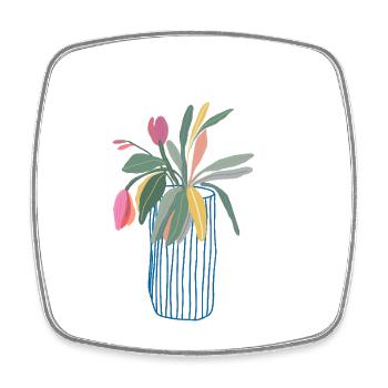 Bunter Blumenstrauß in Vase Tulpen Design - Viereckiger Kühlschrankmagnet - Weiß - Vorne