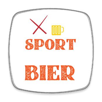 Sport? Bier macht das auch - Viereckiger Kühlschrankmagnet - Weiß - Vorne