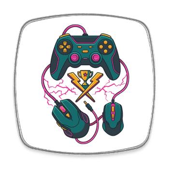 Neon Gaming Trophäe - Viereckiger Kühlschrankmagnet - Weiß - Vorne