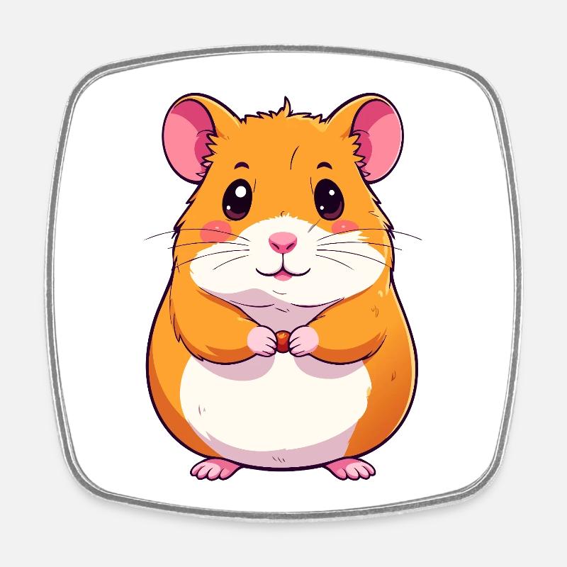 Petit hamster mignon avec un motif de grain - Magnet carré - blanc