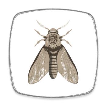 Skull Moth in Steampunk Style - Square fridge magnet - white - Front