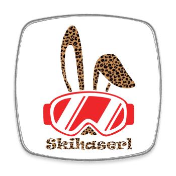 Skihaserl - Damit bist du der Star auf der Hütte - Viereckiger Kühlschrankmagnet - Weiß - Vorne