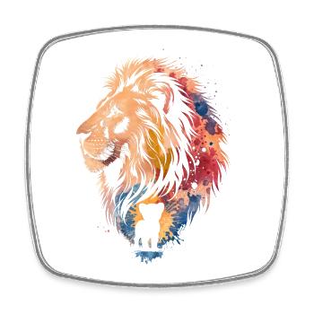 Aquarell-Löwen- und Jungtier-Familienkunst - Viereckiger Kühlschrankmagnet - Weiß - Vorne