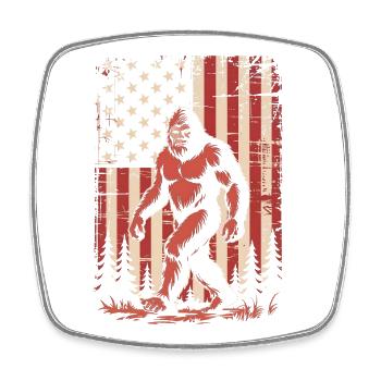 Vintage Bigfoot American Flag USA - Square fridge magnet - white - Front