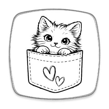 Katze in der Tasche - Viereckiger Kühlschrankmagnet - Weiß - Vorne