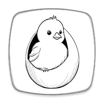 Bird quail in egg - Square fridge magnet - white - Front