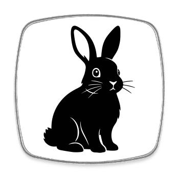 Bunny Rabbit Silhouette Black Vector - Square fridge magnet - white - Front