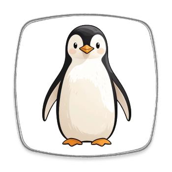 Niedlicher Pinguin Cartoon Stil - Viereckiger Kühlschrankmagnet - Weiß - Vorne