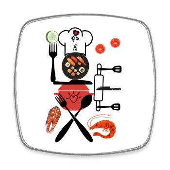 Sushi Grill Seafood Style - Square fridge magnet - white - Front