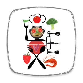 China Kitchen Collage - Viereckiger Kühlschrankmagnet - Weiß - Vorne