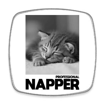 Professional Napper – Sleeping Cat - Square fridge magnet - white - Front