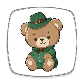 Emerald Leprechaun Bear - Square fridge magnet - white - Front