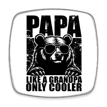 Papa comme un grand-père Juste plus cool Ours cool - Magnet carré - blanc - Devant