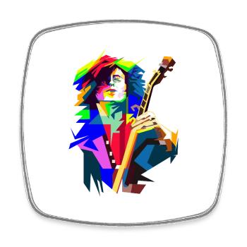 Guitariste rock and roll sur scène Action Pop Art - Magnet carré - blanc - Devant