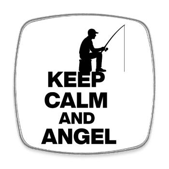 KEEP CALM AND ANGELN! ANGLER RUHE schwarz - Viereckiger Kühlschrankmagnet - Weiß - Vorne
