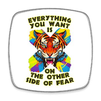 Tiger & Fear - Square fridge magnet - white - Front