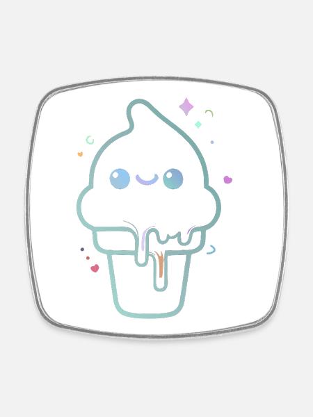 Glace kawaii pastel scintillante - Square fridge magnet - white