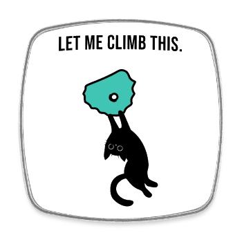Boulder cat holds on to climbing hold - Square fridge magnet - white - Front
