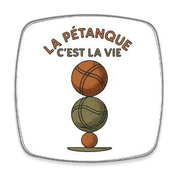 Pétanque is life - Square fridge magnet - white - Front