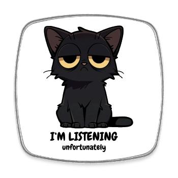 Grumpy Black Cat | Zero Buck Cats Motif - Square fridge magnet - white - Front