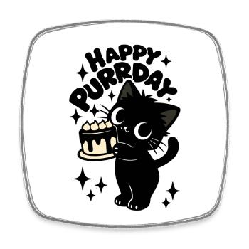 Kitchen Theft Cat | Cute Birthday Cats Motif - Square fridge magnet - white - Front