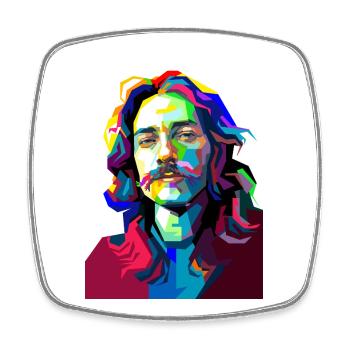 Trommelmusiker-Pop-Art - Viereckiger Kühlschrankmagnet - Weiß - Vorne