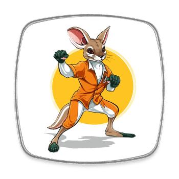 Action de karaté de lapin en costume - Magnet carré - blanc - Devant
