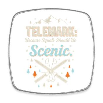 Telemark Ski Funny Squats Scenic Retro Vintage - Square fridge magnet - white - Front