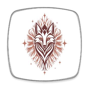 Krafttier Fuchs - spirituelles Waldtier Design - Viereckiger Kühlschrankmagnet - Weiß - Vorne