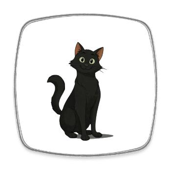 Chat noir espiègle illustration - Magnet carré - blanc - Devant