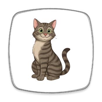 Adorable cartoon tabby cat - Square fridge magnet - white - Front