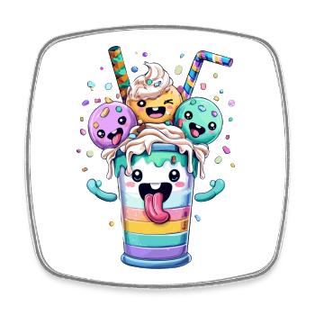 Regenbogen-Smoothie Party - Viereckiger Kühlschrankmagnet - Weiß - Vorne