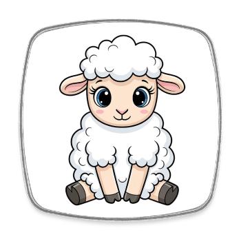 Kuscheliges Lamm Cartoon - Viereckiger Kühlschrankmagnet - Weiß - Vorne