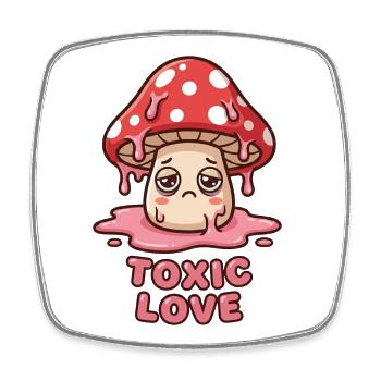 Toxic Love Sad Mushroom Kawaii Design - Square fridge magnet - white - Front