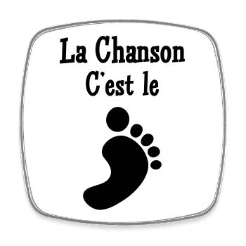 La chanson c'est le pied – fun musique rythme plai - Magnet carré - blanc - Devant