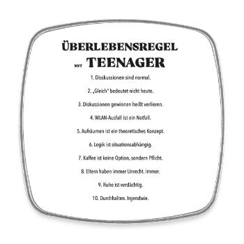 Überlebensregel mit Teenager - Viereckiger Kühlschrankmagnet - Weiß - Vorne